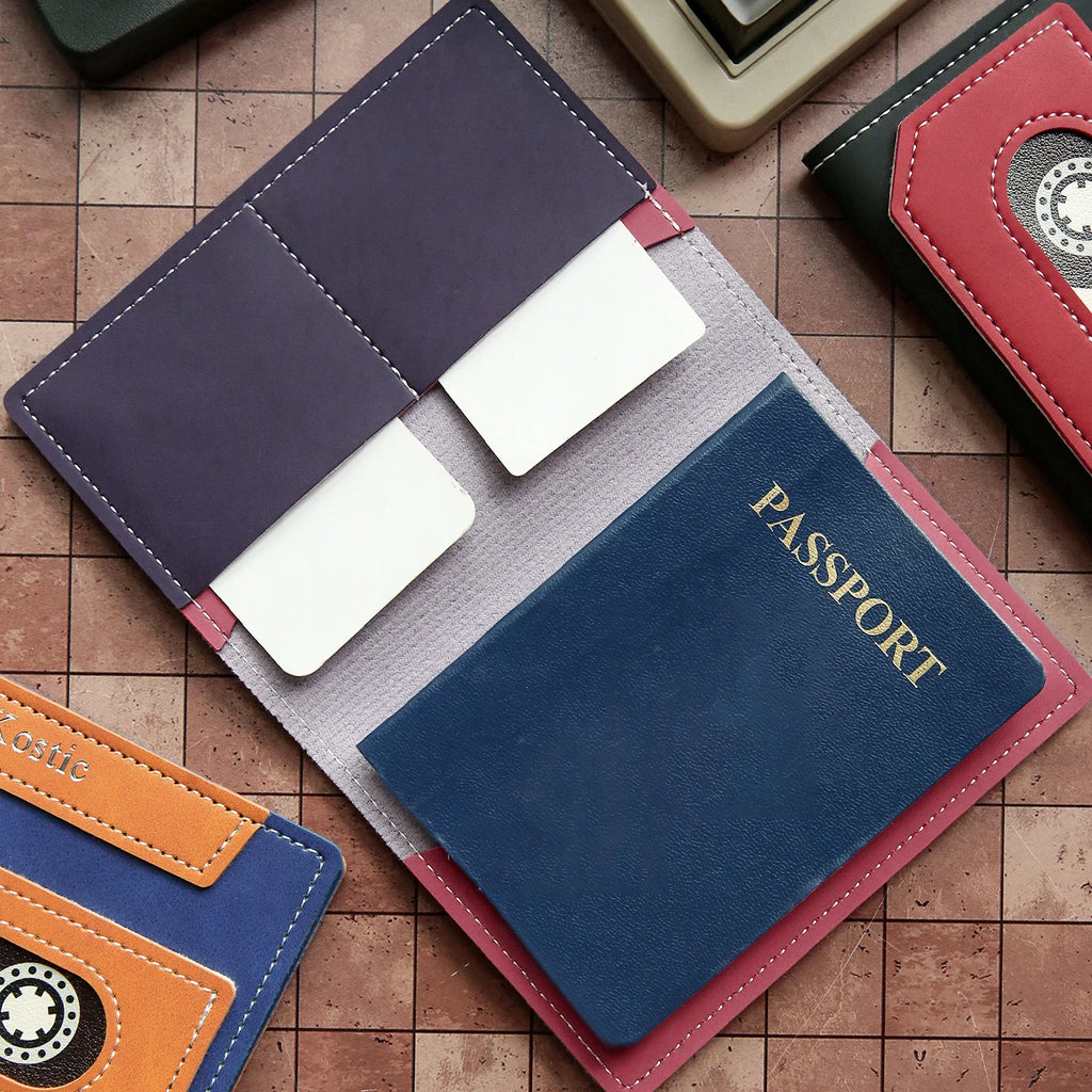 Custom Cassette Tape Passport Cover with Name Personalized Retro Cassette Tape Passport Holder Custom Name PU Leather TravelGift