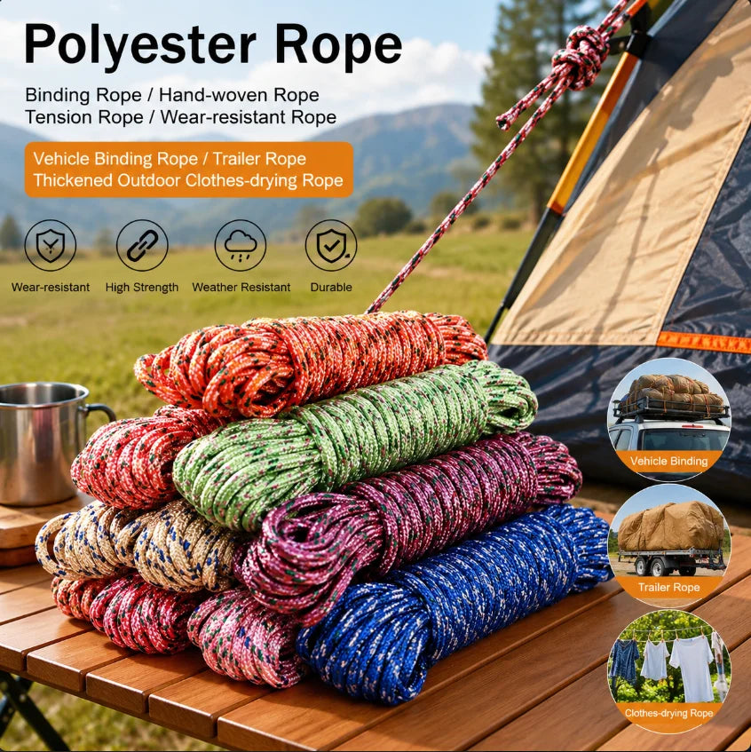 Windproof Multifunctional Outdoor Travel Rope, Suitable for Balcony Sunbathing, Random Color Delivery Clothesline for Outdoor