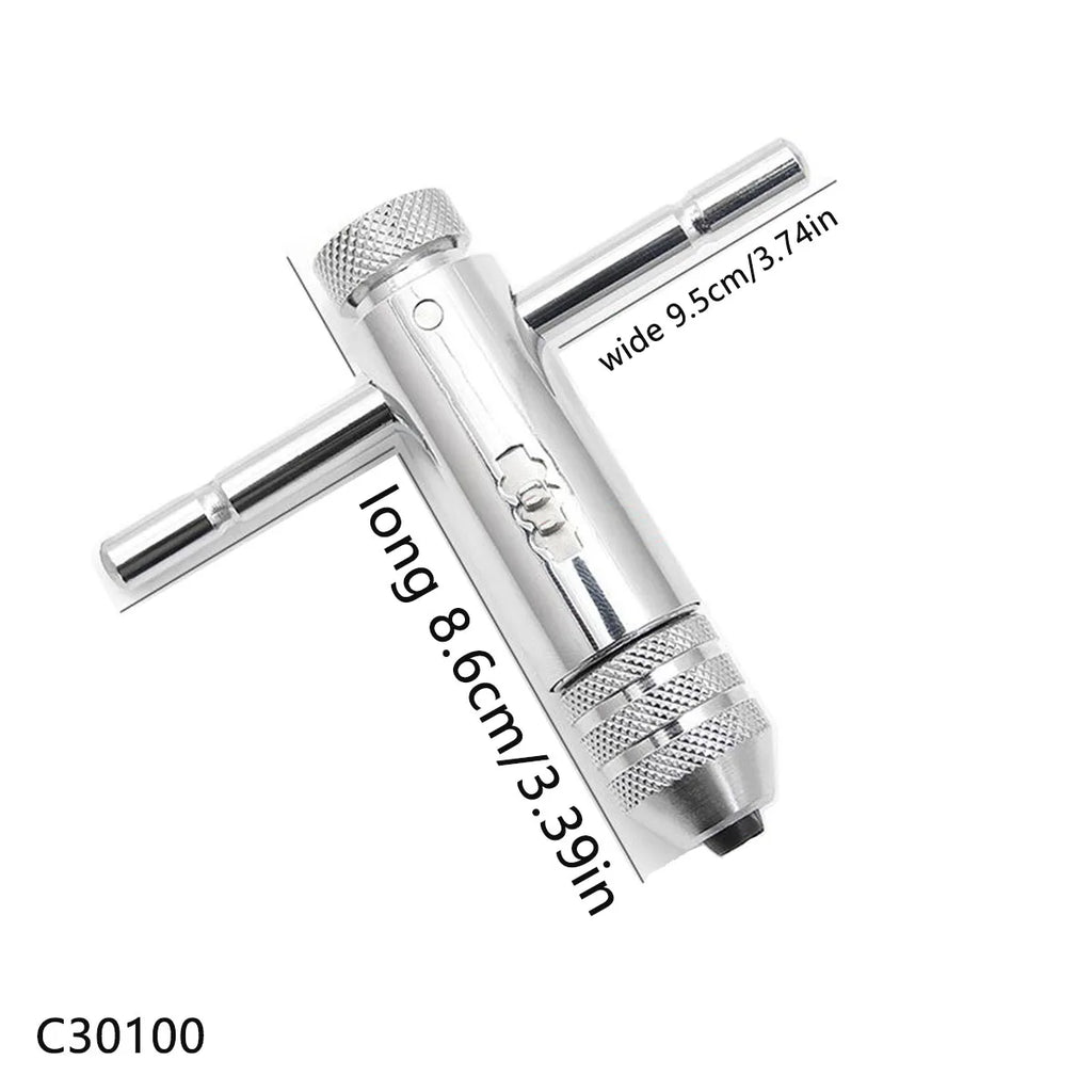 Ratchet T Handle Tap Wrench Machine Screw Thread Milling T-shape Taps Both Way Hand Tap Set Adjustable Manual Tapping for Home U