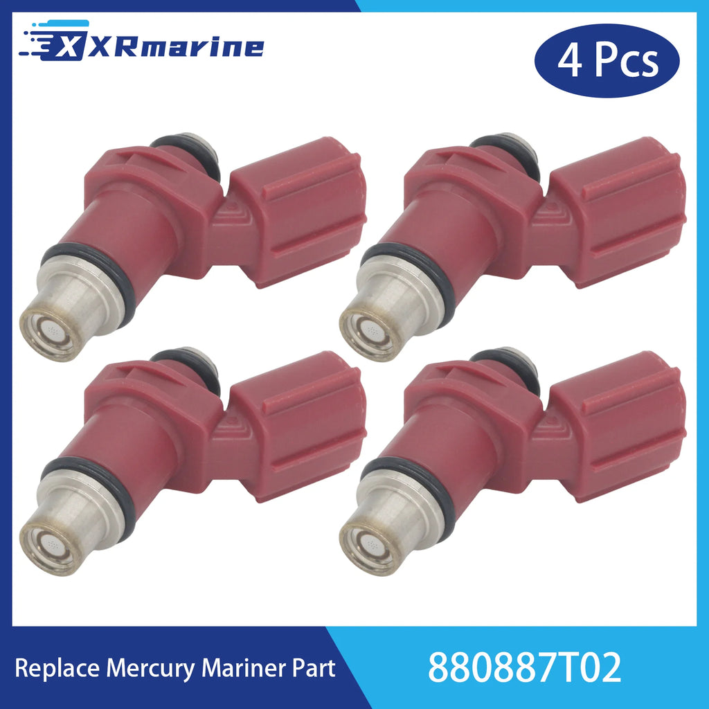4 Pcs Fuel Injectors 10 Holes 880887T02 for Mercury Mariner 75HP 100HP EFI Outboard Engine INJECTOR 1B75413DF 880887T02