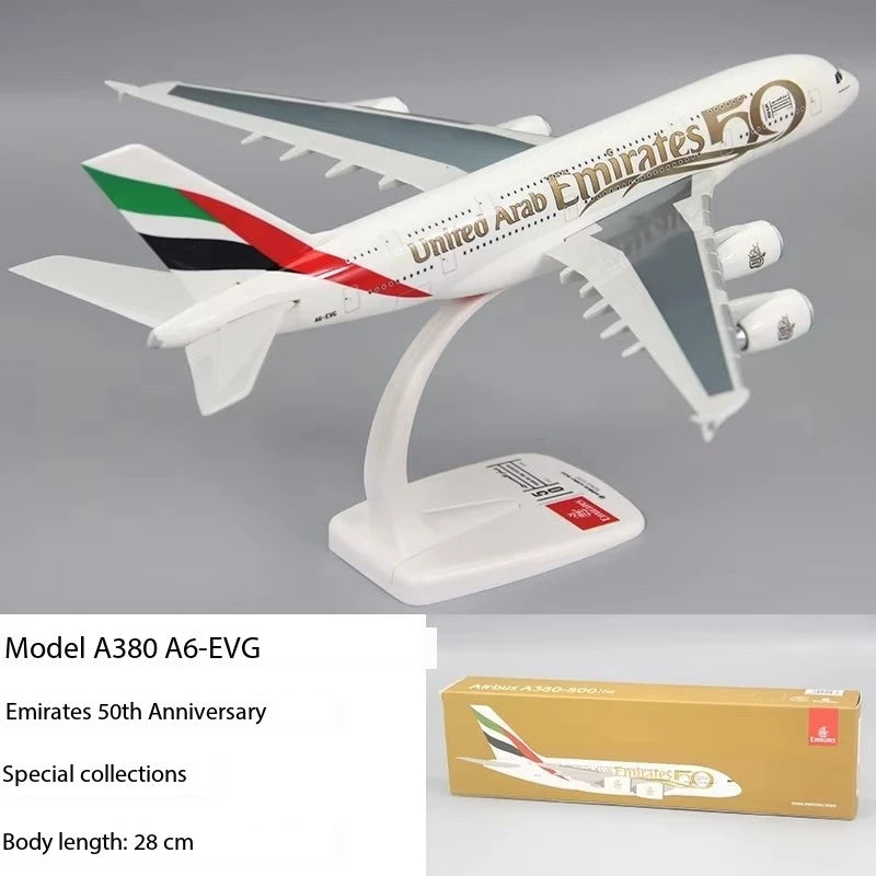 New 1/250 Scale A380 UAE Emirates Airline Aircraft Series 50th Anniversary/WildlifeABS Assembly Plane Model Airplanes Collection