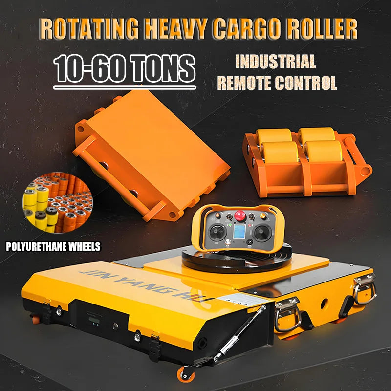 10-60T Wireless Electric Remote Control Heavy Cargo Roller Dolly Moving Transport Trolley for Machinery Workshop Construction