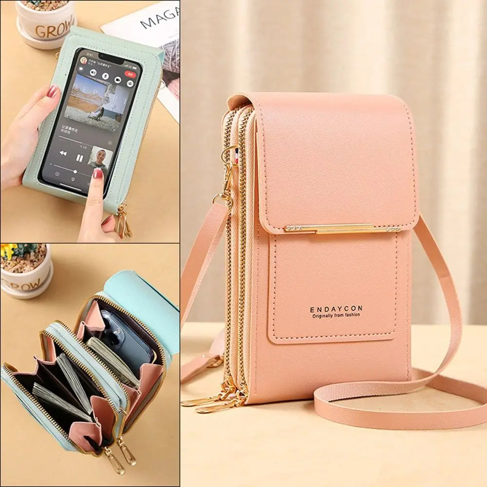 High Quality PU leather Crossbody Bags RFID Anti Theft Purse Bag Touch Screen Phone Bag Women Travel Smartphone Handbag