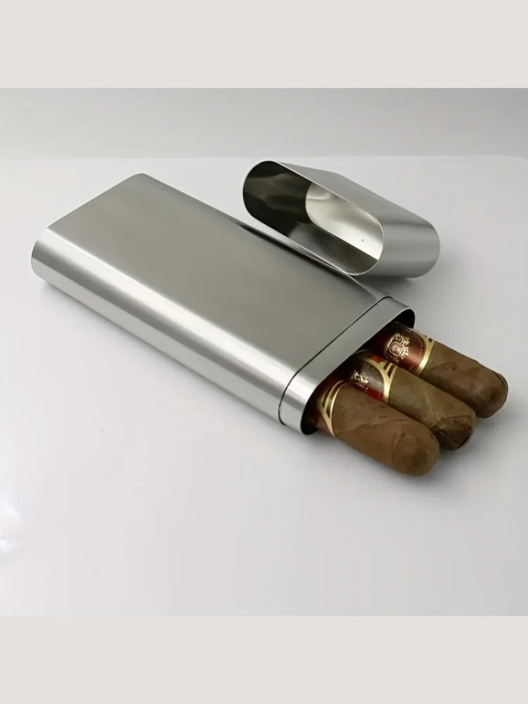 Stainless steel cigar storage tube; moisture-proof tube; three-piece portable cigar pouch; cigar tube; portable metal storage tu