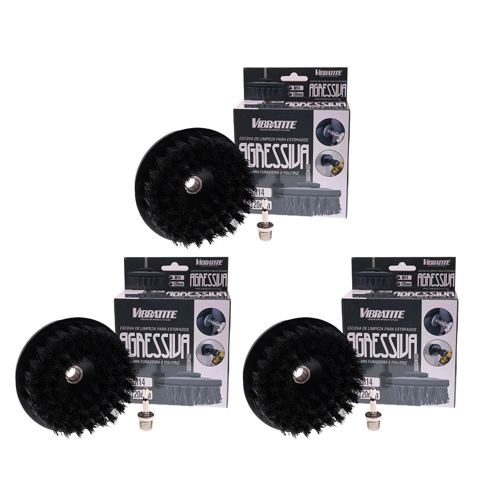1-3 Pcs 5 Inch Drill Brush Set Multi-Purpose Electric Cleaning Brush Attachment for Carpet Car Seat Kitchen Tile with M14 Thread