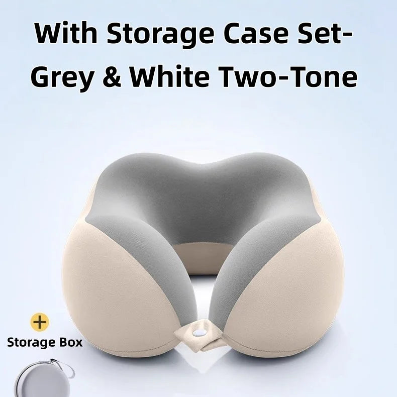 Memory Foam U-Shaped Neck Pillow with Storage Box Portable Travel Neck Support Pillow Airplane Car Office Sleep Cushion