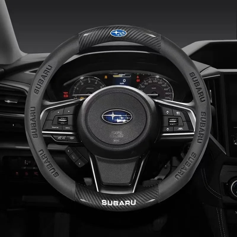 For Subaru Brz Wrx Xv Ascent Forester Outback Impreza Legacy Car AntiSlip Carbon Fiber Leather Ultrathin Steering Wheel Cover