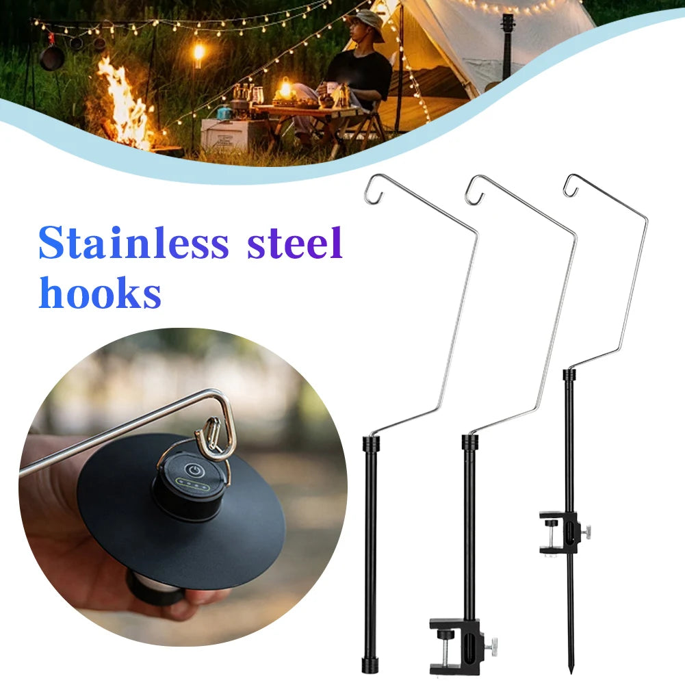 IGT Table Lantern Stand Aluminum Alloy Camping Light Holder Multifunctional Lamp Hanging Pole for Picnic Hiking Fishing