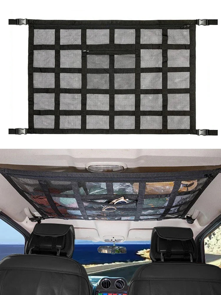 Car Camping Essentials Ceiling Cargo Net Car Ceiling Cargo Net Pocket Cargo Net For SUV Load Bearing Car Truck SUV Road Trip