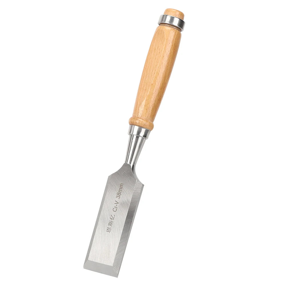 Wooden Handle Flat Chisel Woodworking Tool Hardware Tools Industrial Accessory Chrome Vanadium Alloy Steel 38mm Chisel