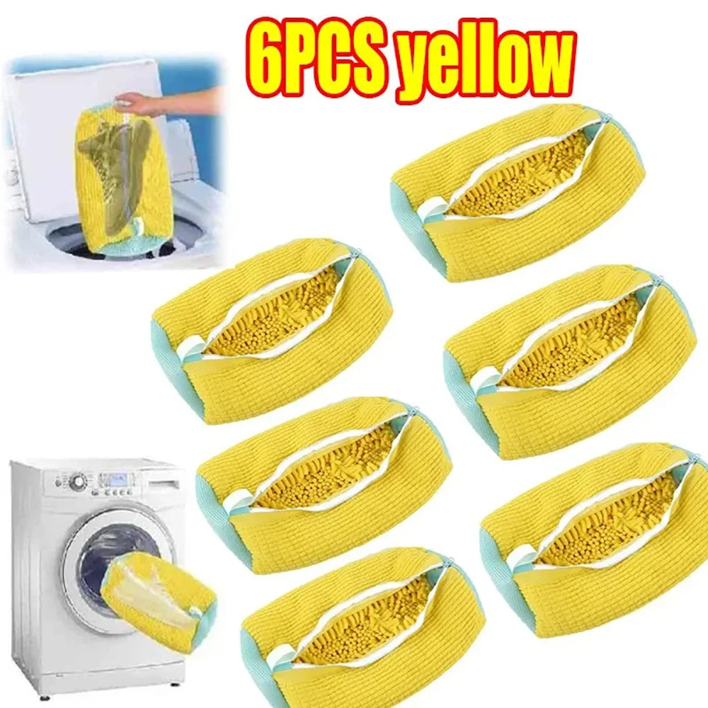 1-6PCS Washing Shoes Bag Cotton Laundry Fluffy Fibers Easily Remove Dirt Washing Bags Anti-Deformation Shoes Clothes Organizer