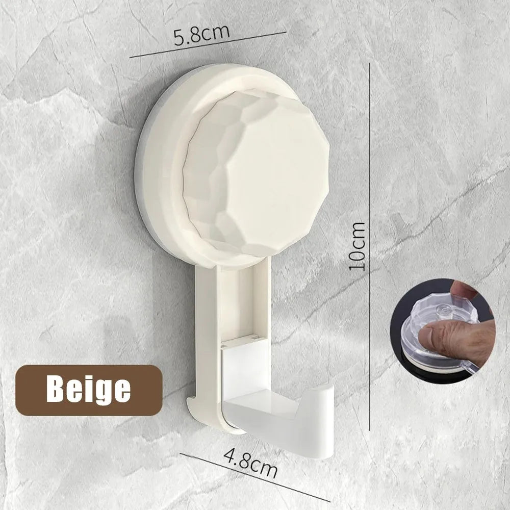 Heavy-duty load-bearing bathroom suction cup hook, no-drill, vacuum, no-trace, adhesive hook for kitchen, door, and wall