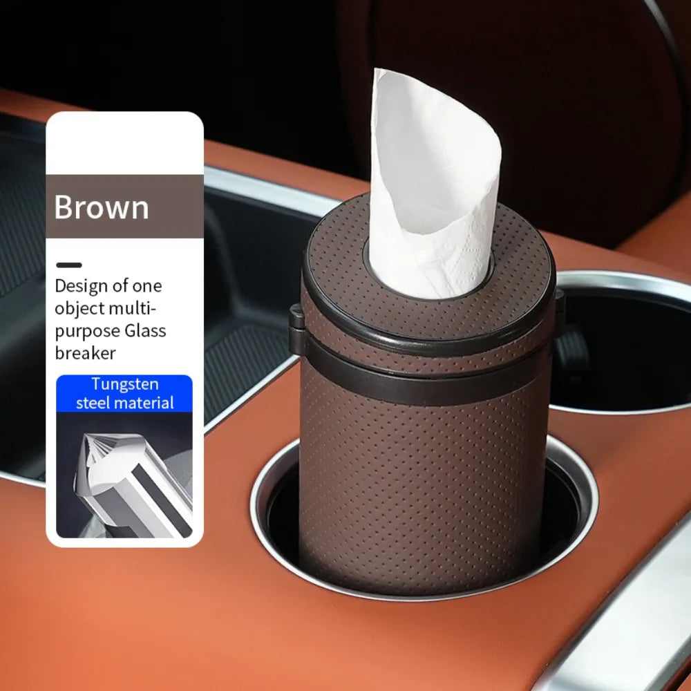 Durable Round Car Tissue Box Portable Multifunction Paper Storage Box Safety Broken Window Tissue Cup Universal