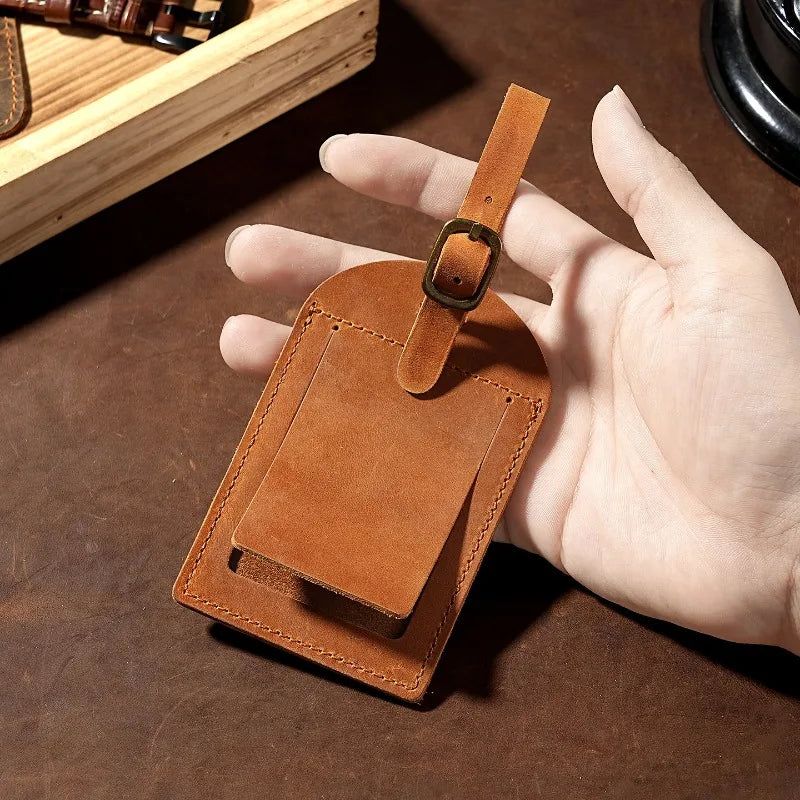 1PC Genuine Leather Luggage Tag Women Men Travel Accessories Suitcase Tags Name ID Address Lable Bag Tags for Luggage
