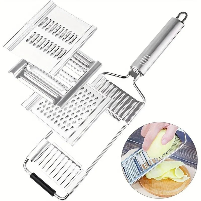1pc Vegetable Cutter, Multifunctional Kitchen Shredder Garlic Slicer, Household Potato Stainless Steel Shredder