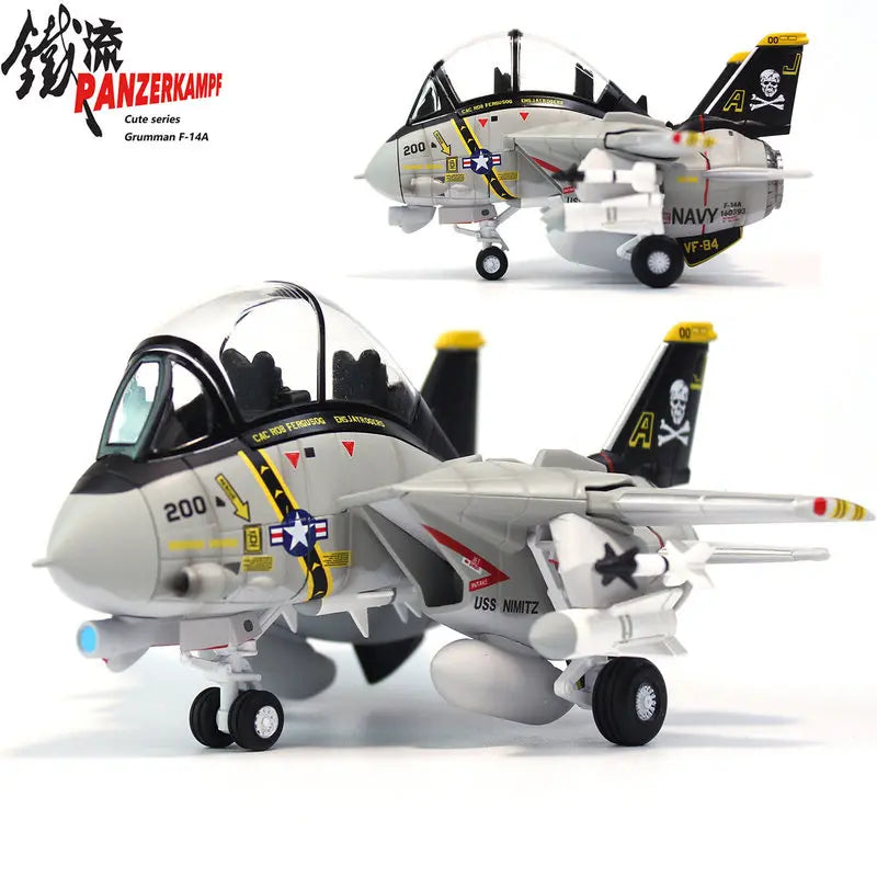 Iron Flow Q Version Variable Wing F14 Tomcat Fighter VF84 Pirate Flag Alloy Aircraft Model Ornament Cartoon Version Holiday Gift