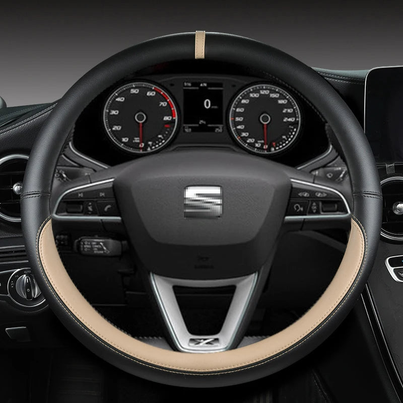 Microfiber Leather Car Steering Wheel Cover Non-Slip 38cm For Seat Tarraco Arona Ateca Ibiza Toledo Mii Leon Arosa Exeo ST FR