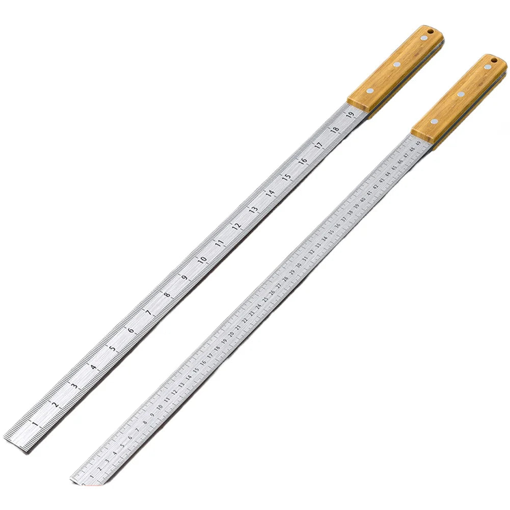5mm Manganese Steel Measuring Ruler Non-Slip Handle Straightedge Tool For Workshop Construction Layout And Equipment Repair