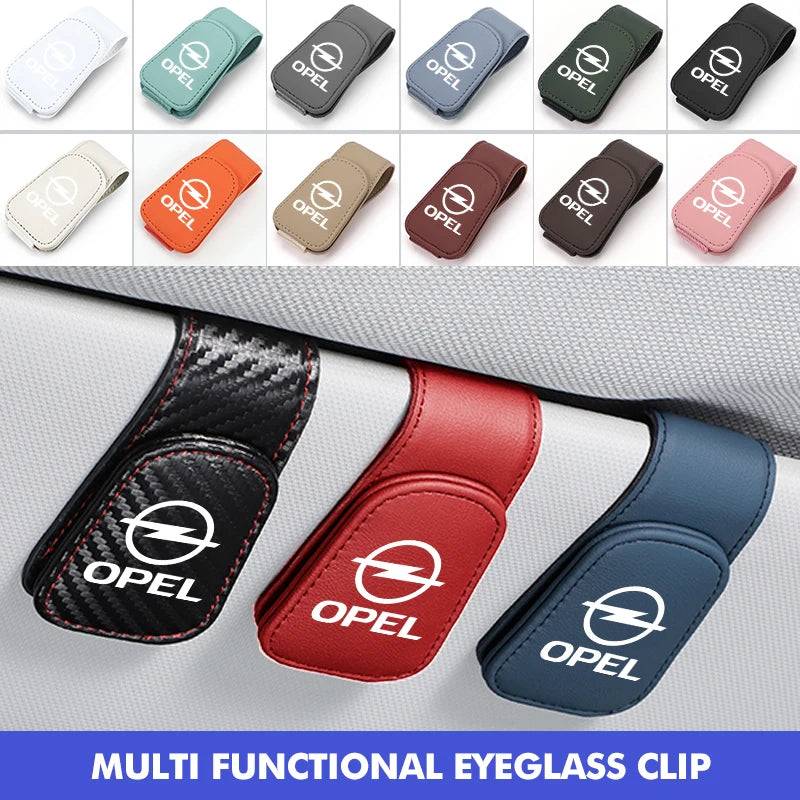 Car Magnetic Leather Card Ticket Holder Sun Visor Glasses Clip For Opel Astra H G J Insignia Corsa Zafira Meriva Mokka