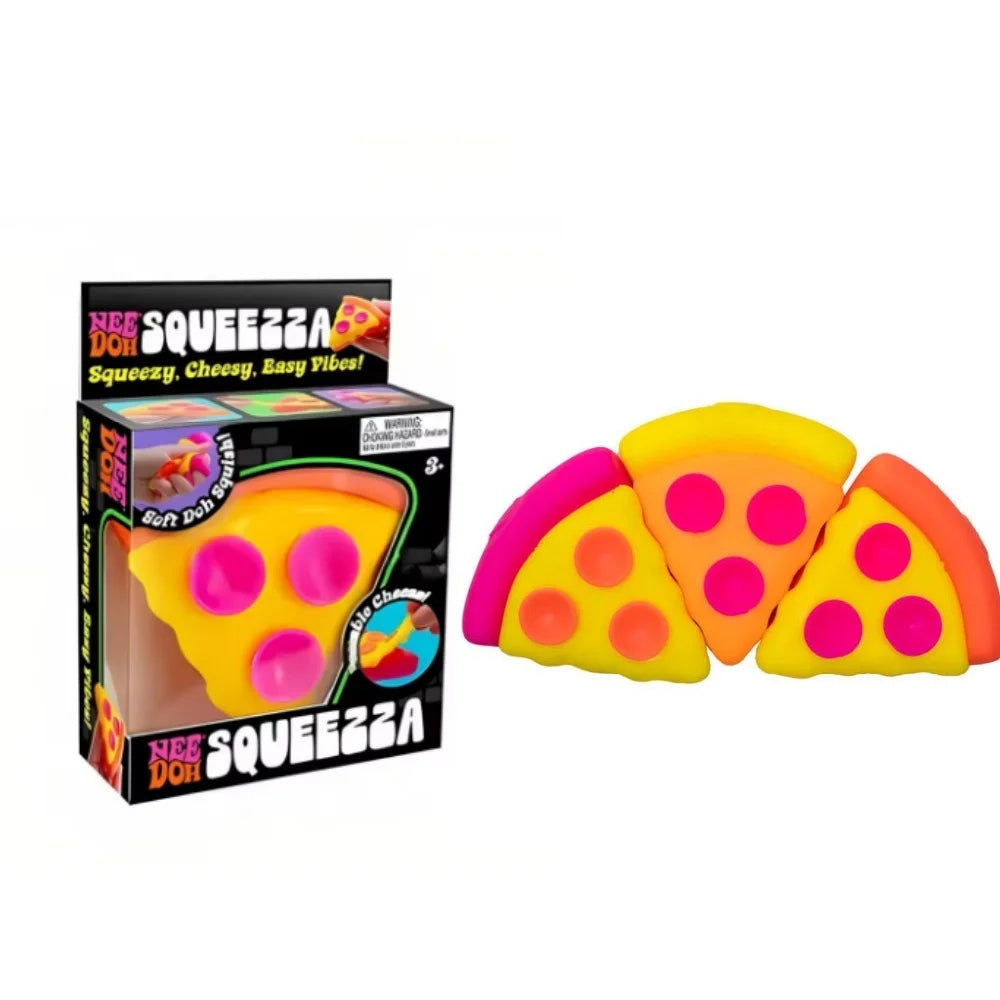 Needoh Pizza Sensory Stress Relief Cube, Fidget Cube for Anxiety Relief, Squeeze Toy for Focus, ADHD, Surprise Box,