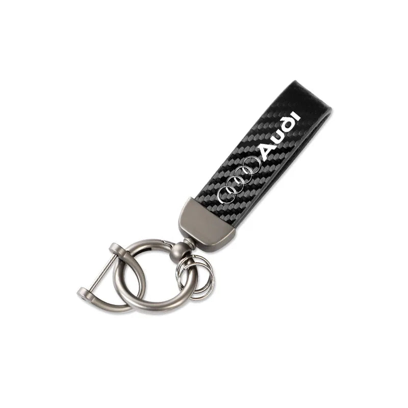 For Audi Sline A4 A3 A6 TT S4 S5 S6 A1 A2 A5 A7 A8 Q1 Q2 Q3 Q4 Q5 Q6 Q7 Q8 B8 B9 B6 C6 Q Carbon Leather Car Keychain Accessories