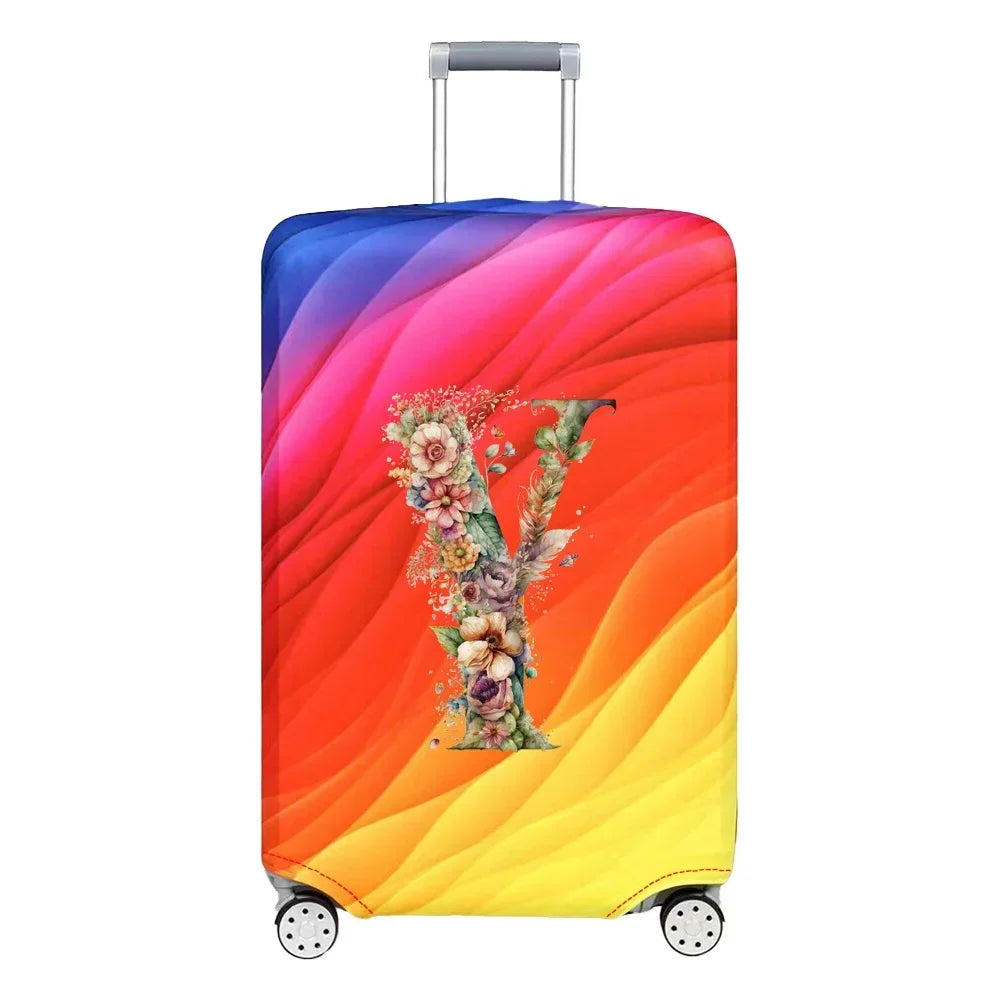 Luggage Cover Stretch Fabric Suitcase Protector Baggage Case for18-32 Inch Suitcase Case Floral Letter Series Travel Organizer