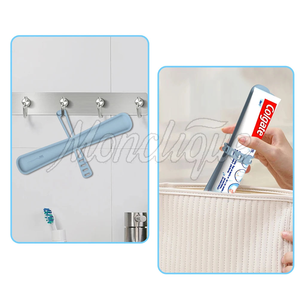 2 In 1 Travel Toothbrush Covers Soft Toothpaste Storage Portable Toothbrush Protector Case For Household Easy Storage Breathable