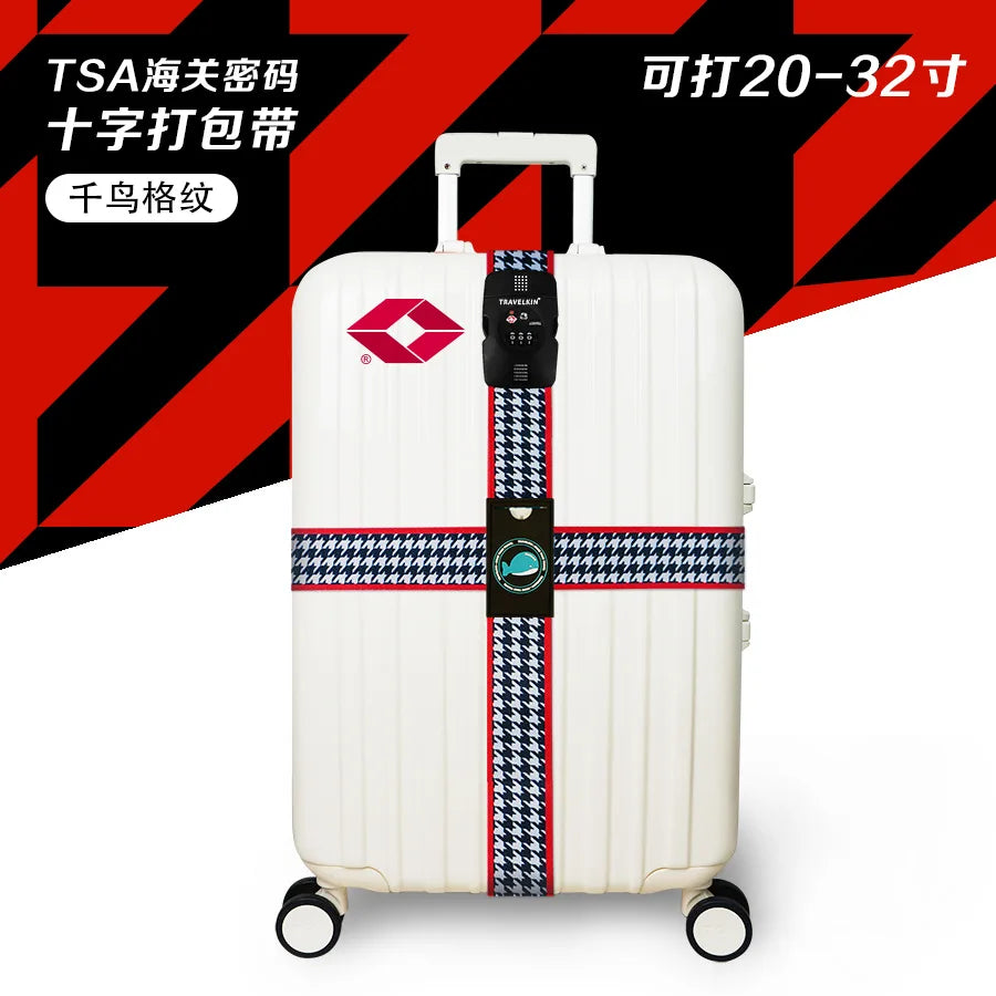 TSA Combination Lock Luggage Straps Adjustable Packing Belts Travel Abroad Customs Lock Binding Straps for 20-32 inch Suitcase