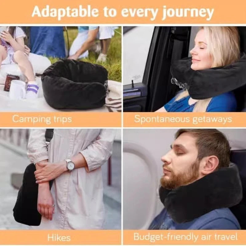 Portable Fillable Neck Pillow Space-saving Neck Travel Cushion Travel Pillow Neck Support Flight Travel Accessories