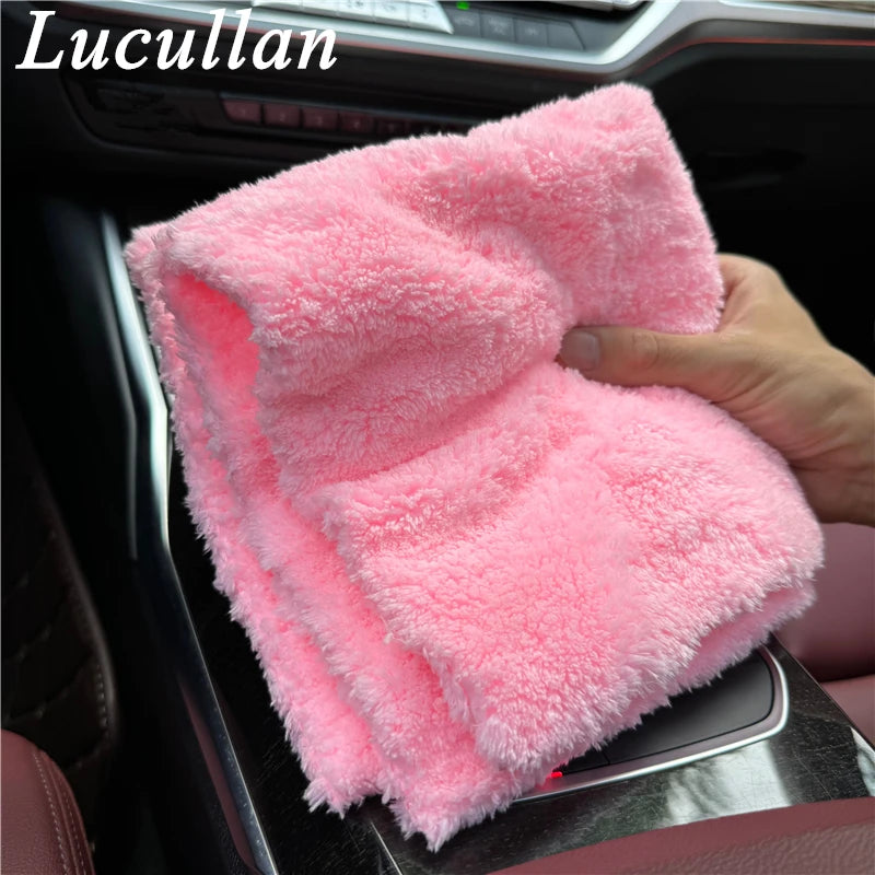 Lucullan 30/70 Super Glory Edgeless Plush Microfiber Towel 40x40cm 600GSM Cloths For Polishing Buffing Finishes Car Wash