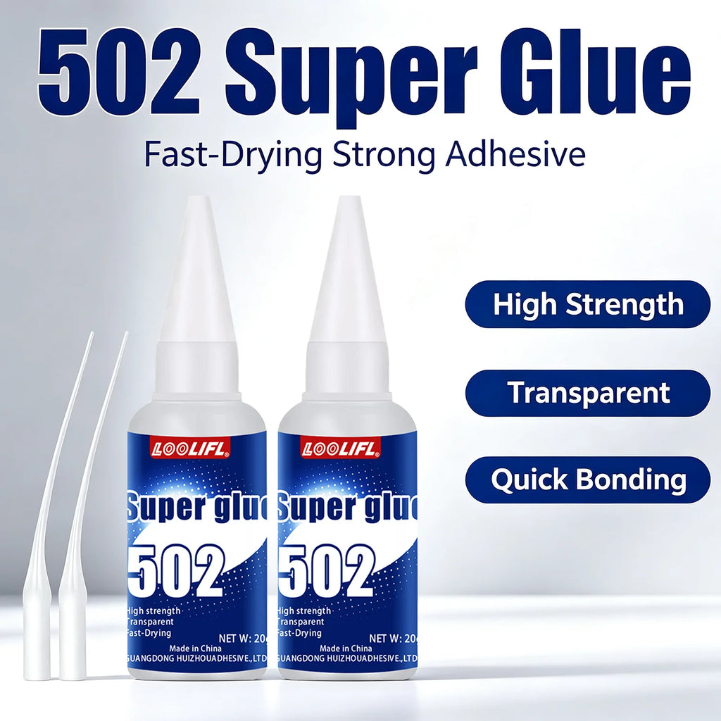 Loolifl 502 Ceramic Plastic Glass Metal Model, All Purpose Superglue for Crafts and Repairs,Clear Instant Cyanoacrylate Adhesive