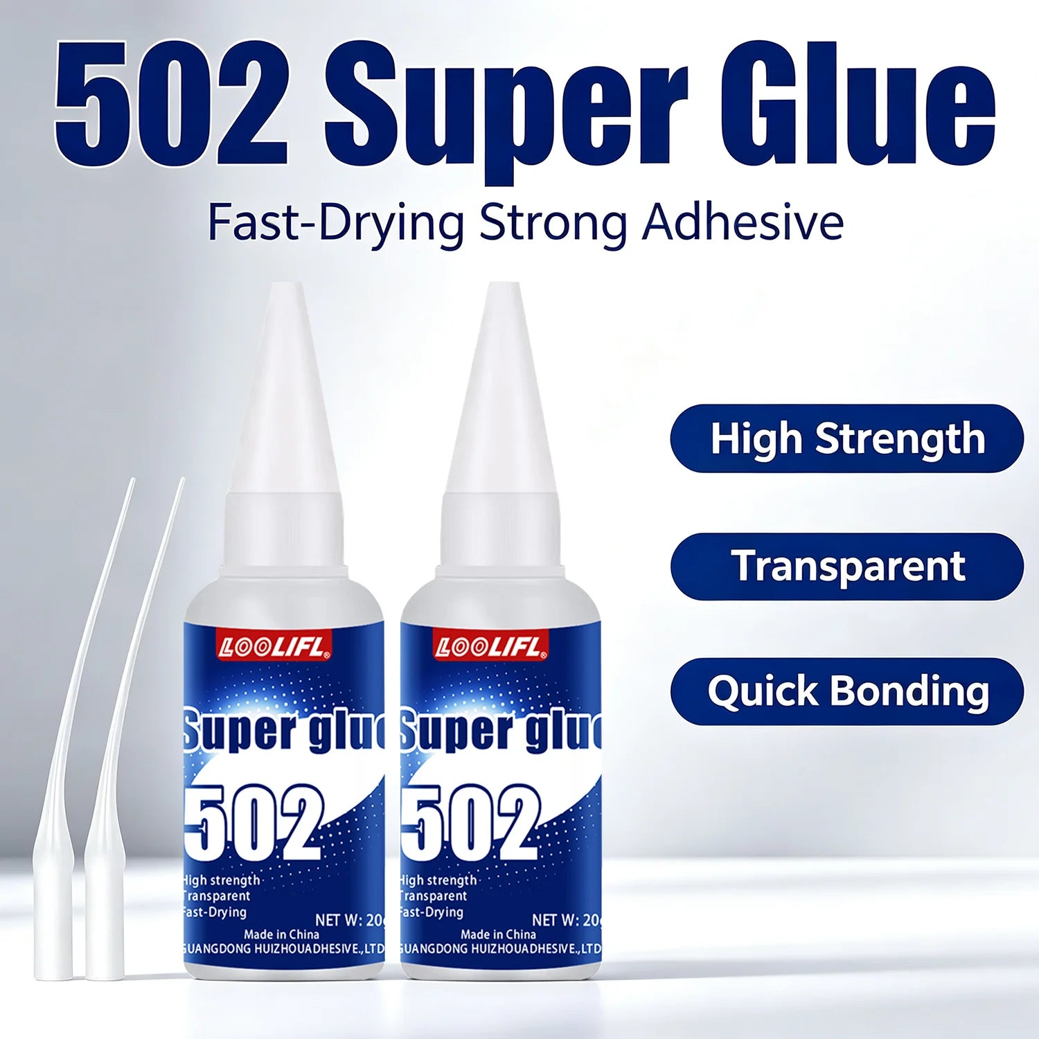 Loolifl 502 Ceramic Plastic Glass Metal Model, All Purpose Superglue for Crafts and Repairs,Clear Instant Cyanoacrylate Adhesive