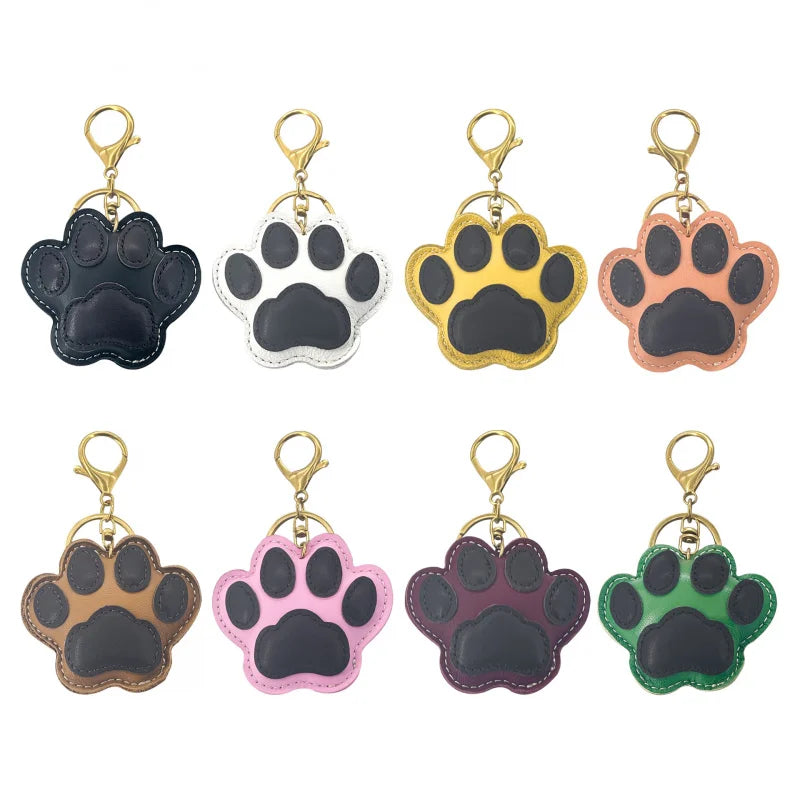 New Cute Cat Paw Key Ring Cow Leather Handbag Pendant Trendy Luggage Bag Accessories cat Footprint For Women and Men