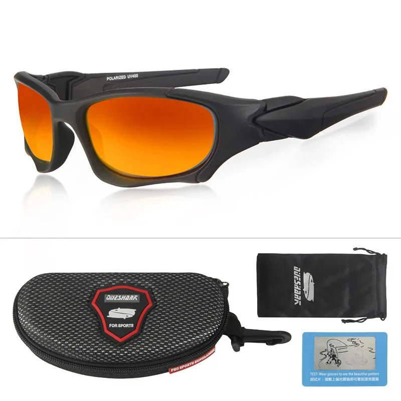 Queshark UV400 Anti Glare Polarized Camping Hiking Eyewear Men Women Sport Sunglasses Golf Running Fishing Sports Glasses