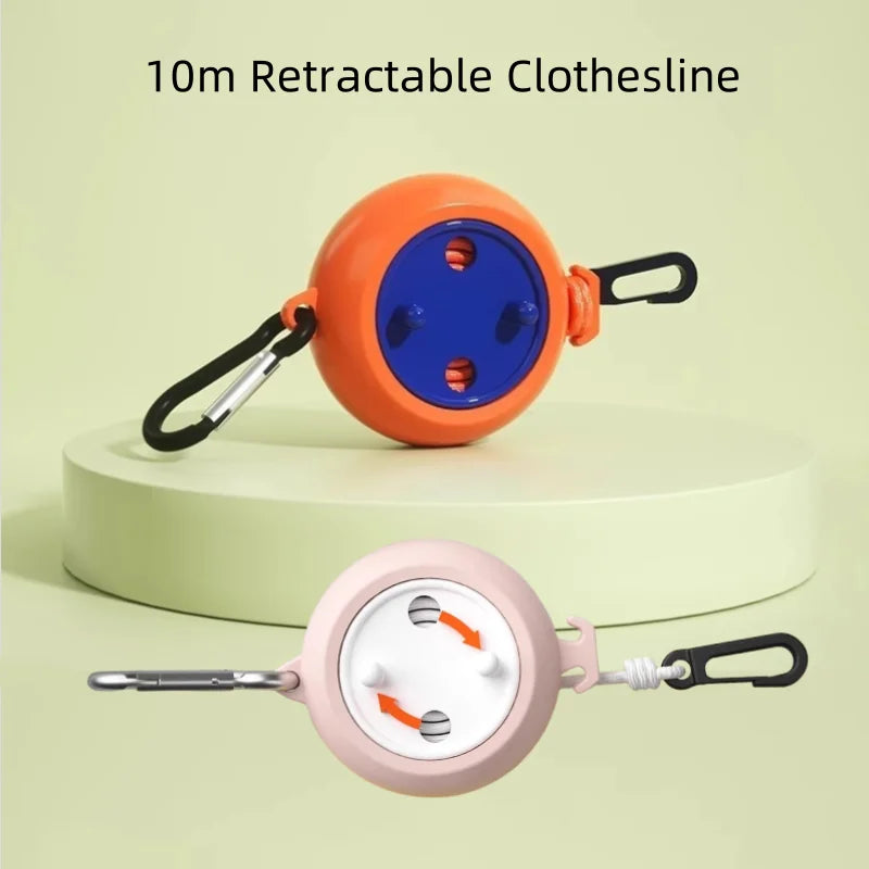 Household Retractable Clothesline Portable 10m Outdoor Camping Clothesline Adjustable Laundry Drying Rope For Travel Hotel