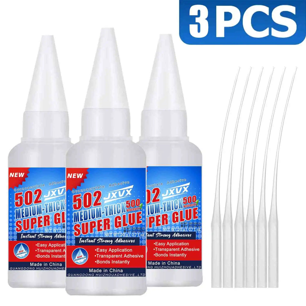 JXVX 1-5pcs Professional 502 Super Glue Extra Strong Fast Instant Adhesive Cyanoacrylate Quick Dry Instant Strong Bond Adhesive Hardware Metal Cars Wood Craft Hobby Seconds Bond.