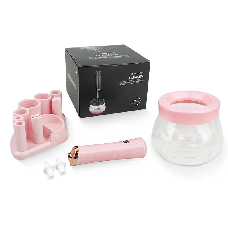 Makeup brush cleaning and drying machine, electric cosmetic automatic brush rotator, with 8 sizes of rubber collar, can be clean
