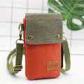 New solid-color canvas 3-layer cross-body phone bag - simple fabric women's bag with a trendy style
