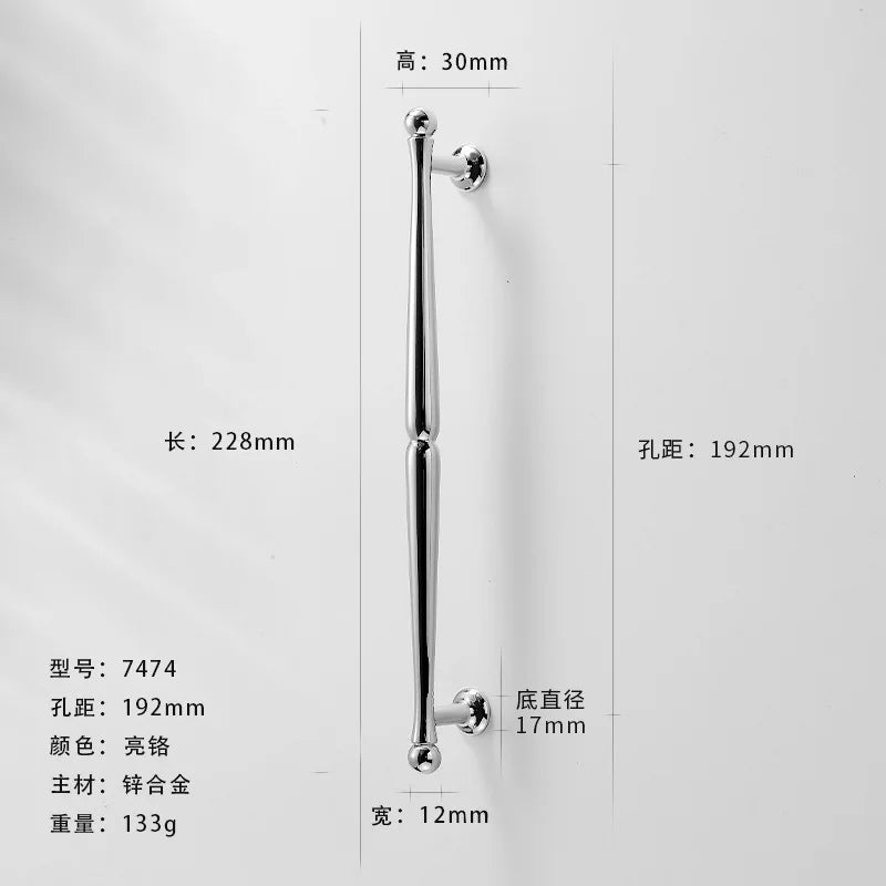 Bright Chrome Silver Wardrobe Door Handle Modern Minimalist Zinc-Alloy Pull for Cabinet Shoe Cabinet  Drawer Furniture Hardware