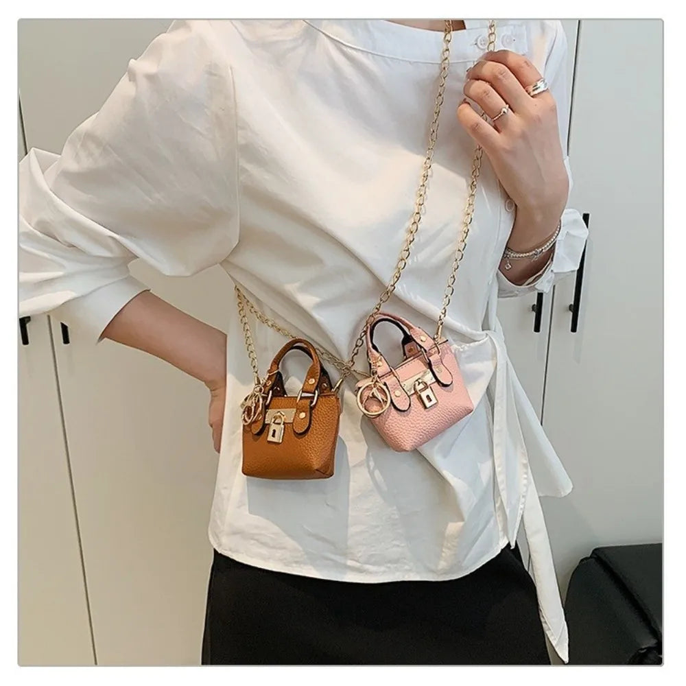 Portable Mini Small Square Bag Hand-held One-shoulder Shoulder Bag Chain Strap Wallet Keychain Women