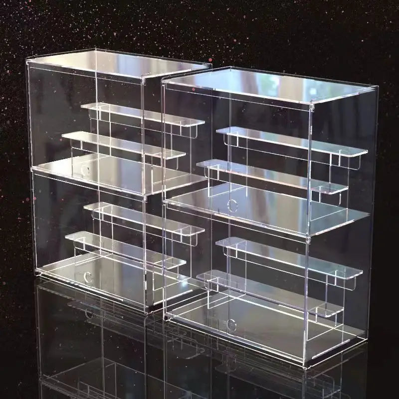 Orange Transparent Acrylic Storage Boxes, Transparent Ladder Display Cases Toys, Car Models, Souvenirs Storage Display Cabinet