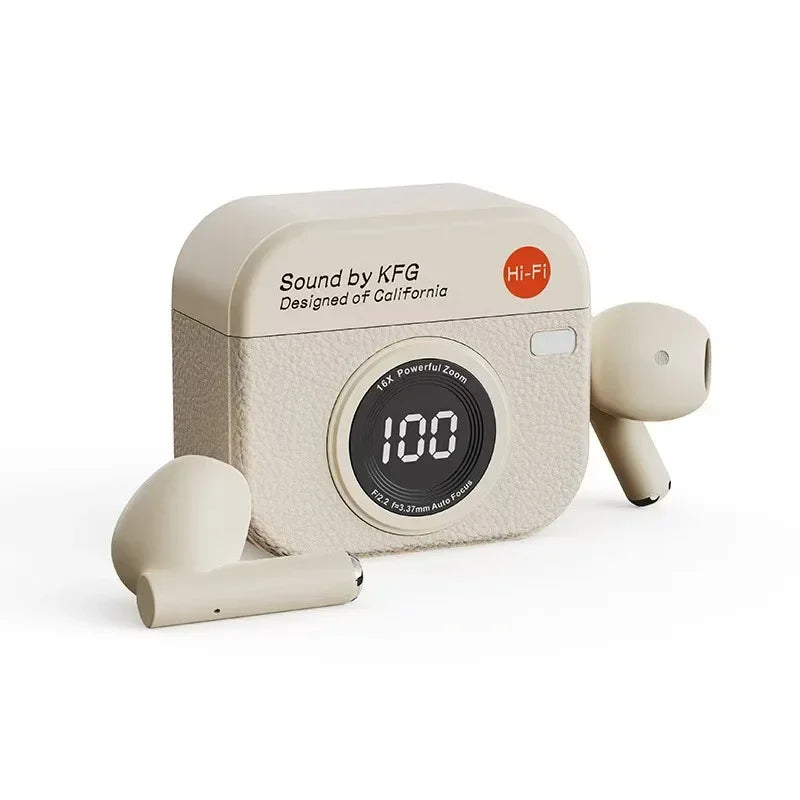 2026 New Q86 Sports Running Wireless Headphones Retro Camera Design Sweatproof with Ultra Long Battery Life