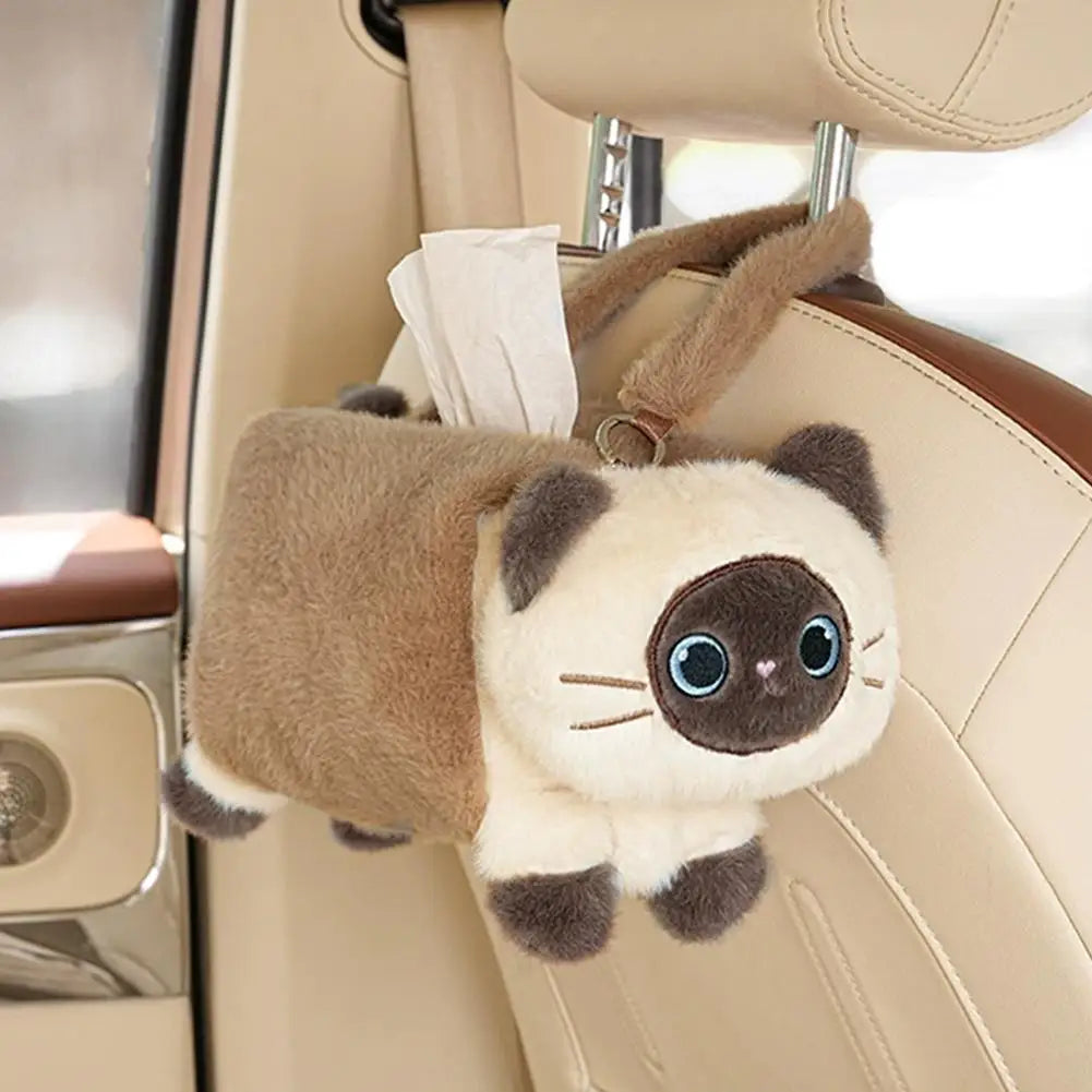 New Car Tissue Box Cute Cartoon Cat Car Car Paper Box Hanging High-end Decoration Car Tissue Bag Car Tissue Box Car Accessories