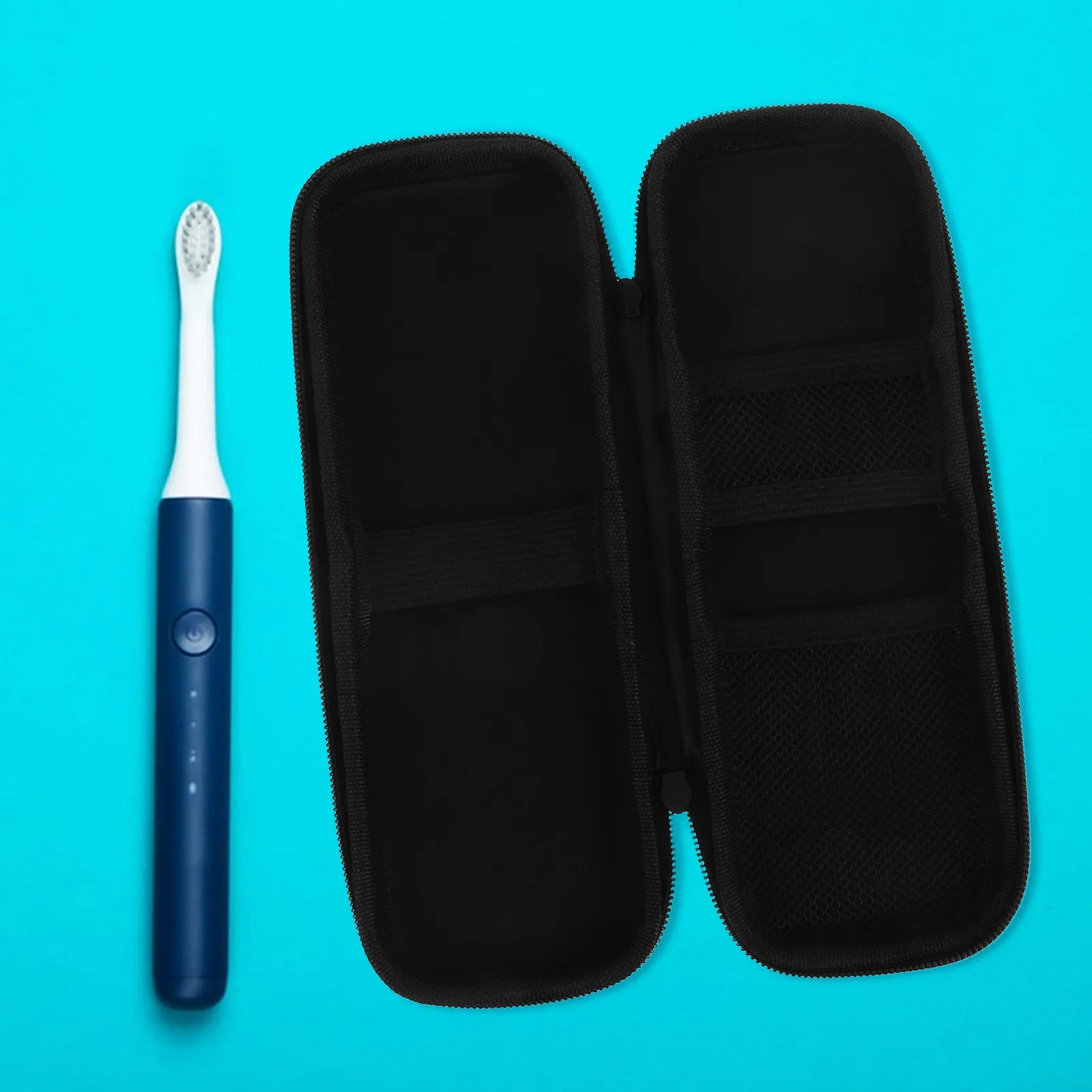 Eva Electric Toothbrush Case Travel Toothbrush Container Hard Shell Protective Holder Mesh Pocket for Toothpaste Floss