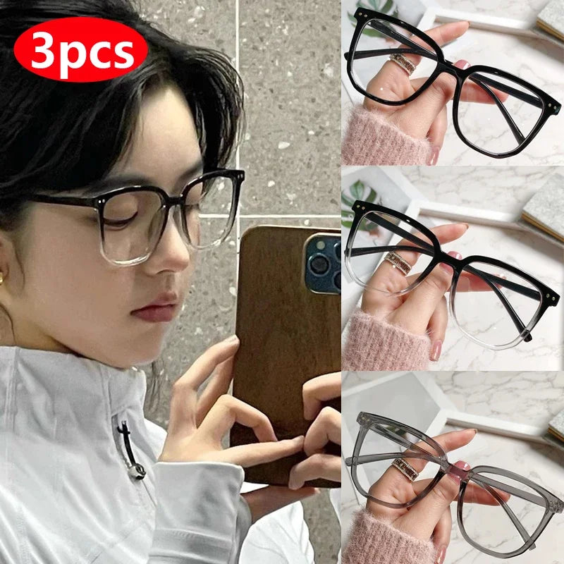 Hiking Camping 1/2/3pcs Anti-blue Light Glasses for Women Simple Regular Eyeglass Frame Finished Retro Flat Light Frame