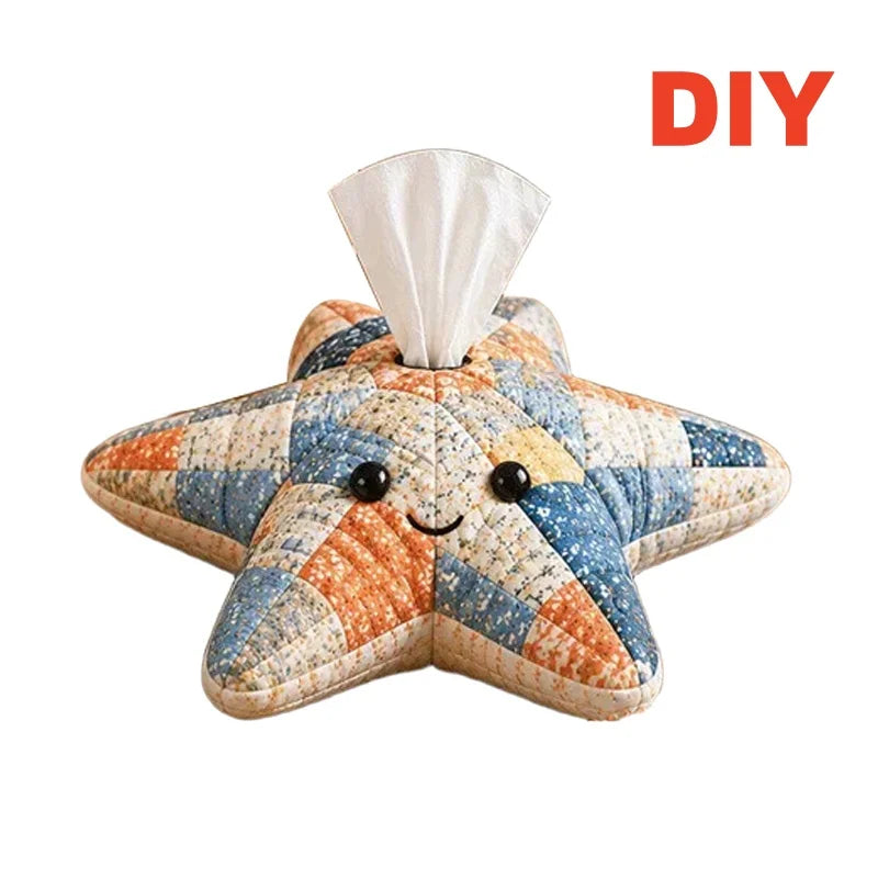 DIY Patchwork Tissue Box Cover Kit Precut Cloth Sewing Thread Tools Handmade Napkin Holder Craft Hobby Home Table Decor Gift