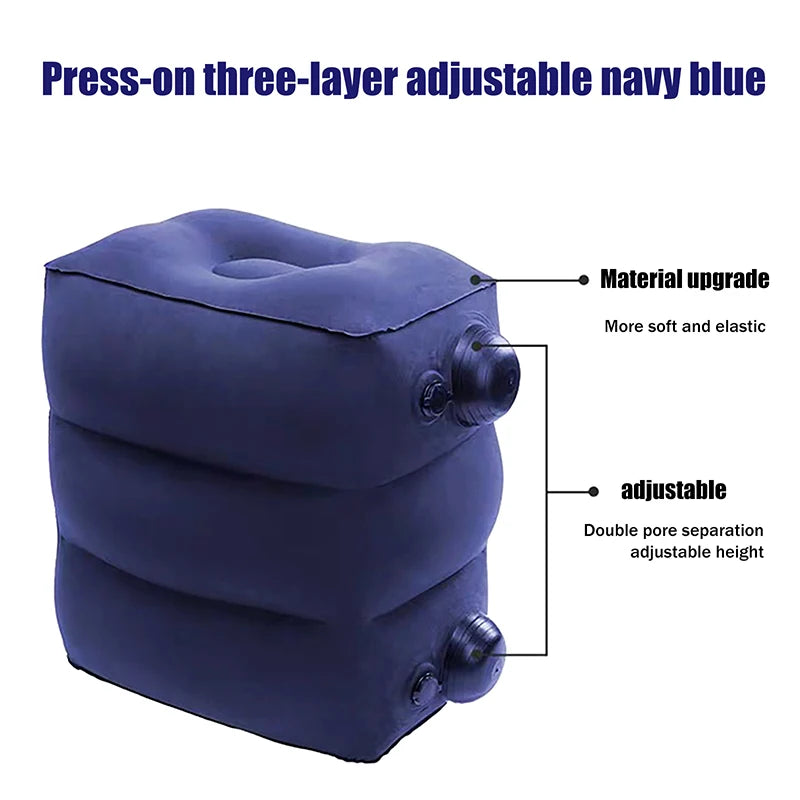 Inflatable Footrest Pillow PVC Flight Sleeping Footrest Rest Pillow 3 Layer Height Adjustable Car Bus Travel Foot Rest Pillow