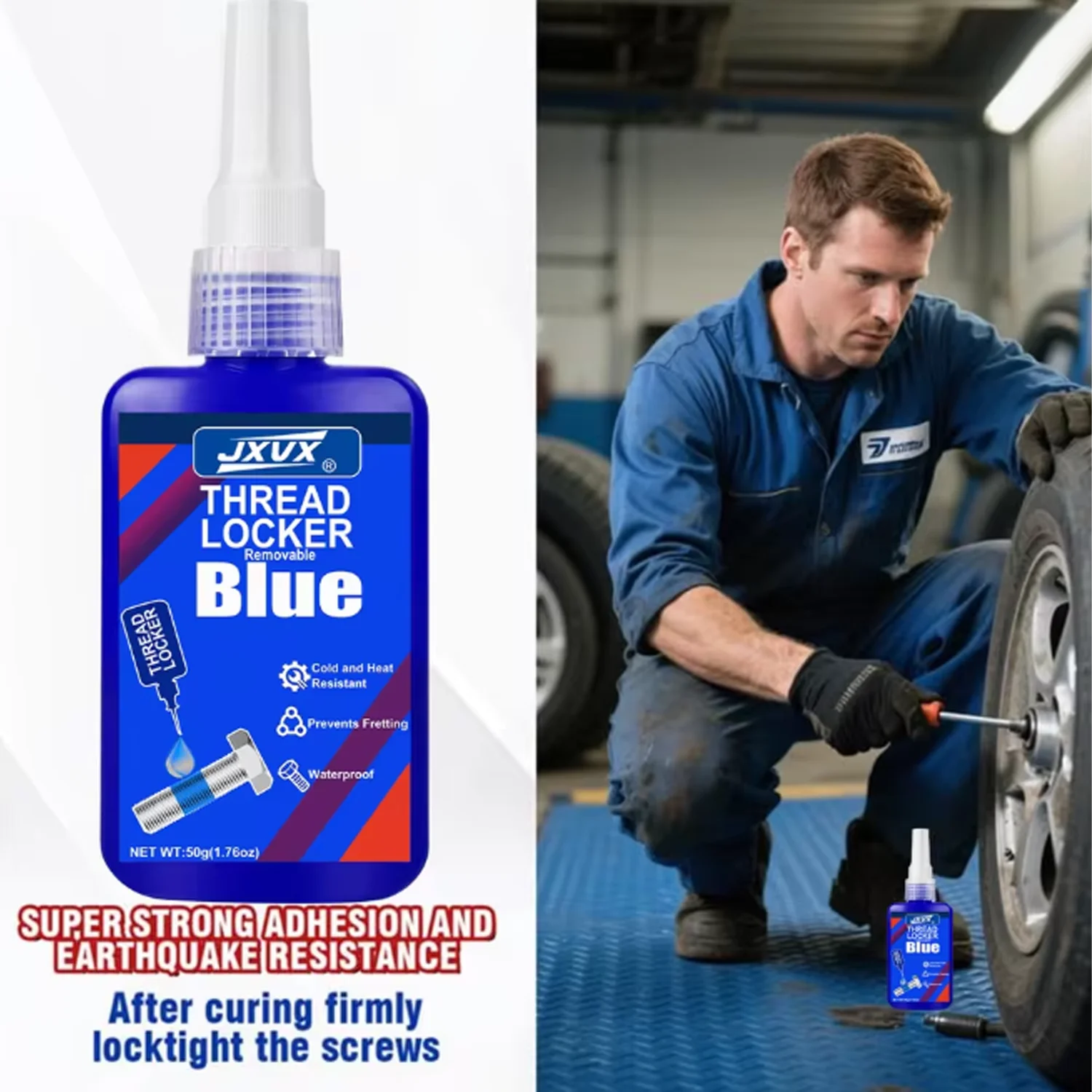 50ml Threadfixing Agent, Medium Strength Blue Anaerobic Adhesive for Fixing Nuts and Bolts, Anti-loosening, Anti-corrosion, Oil