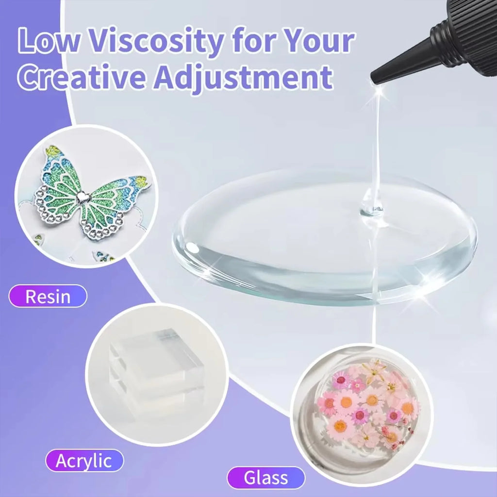 50g New High-Strength UV Glue Curing Resin Adhesive (Equipped With UV Flashlight) Suitable For glass Crystal And Handmade DIY