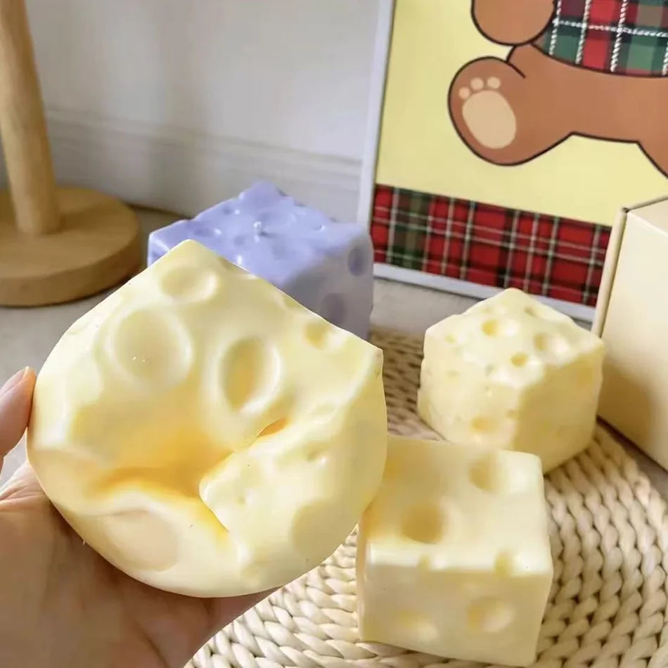 2026 Cheese Cube Stress Ball Big Cheese Shapeable Squeeze Ball Non-Bounce Fidget Toy ASMR Sensory Anti-Stress Christmas Gift